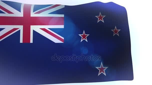 New Zealand flag waving in the wind wave — Stock Video