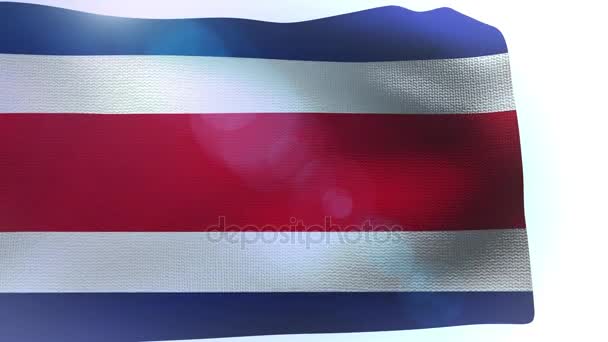 Agitant drapeau national coloré de costa rica soufflant dans le vent — Video