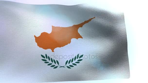 Cyprus vlag waait in de wind wuiven Golf — Stockvideo