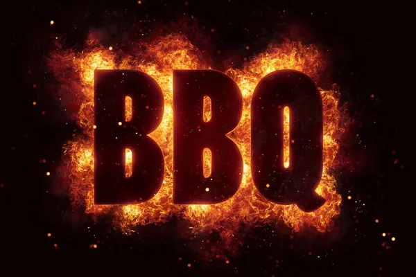 BBQ Texte de fête sur l'explosion des flammes de feu — Photo