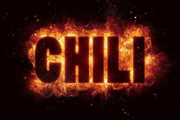 Chili fire text flame flames burn explosion hot spicy — Stock Photo, Image