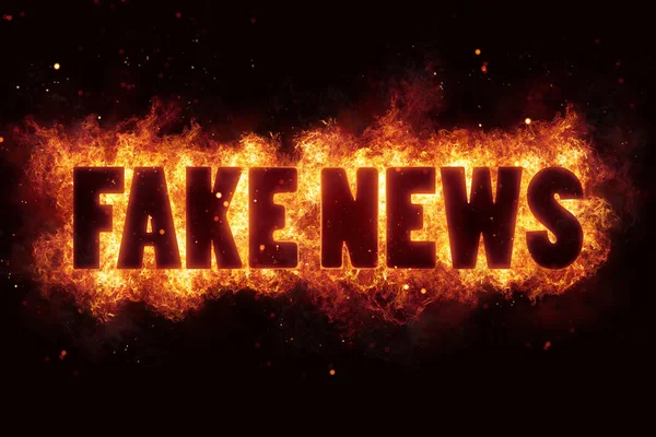 Fake news fire text flame flames burn burning hot explosion — Stock Photo, Image