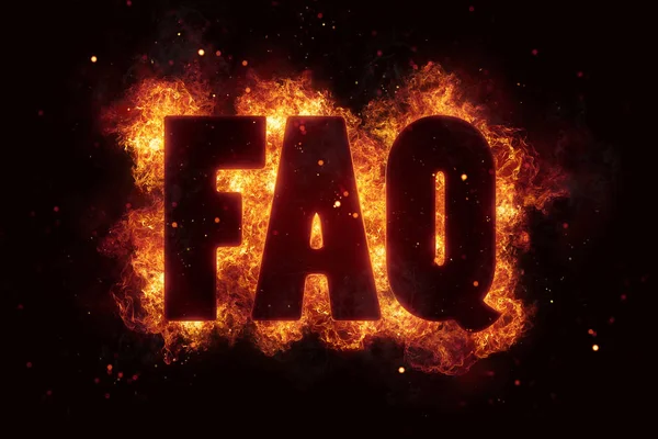 FAQ φωτιά κείμενο φλόγας φλόγες καίνε καύση ζεστό έκρηξη — Φωτογραφία Αρχείου