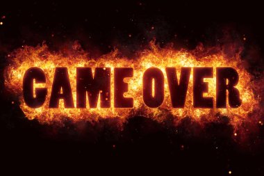 game over fire text flame flames burn burning hot explosion clipart