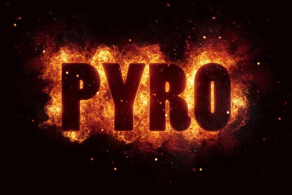 Pyro text flame flames burn burning hot explosion — Stock Photo, Image