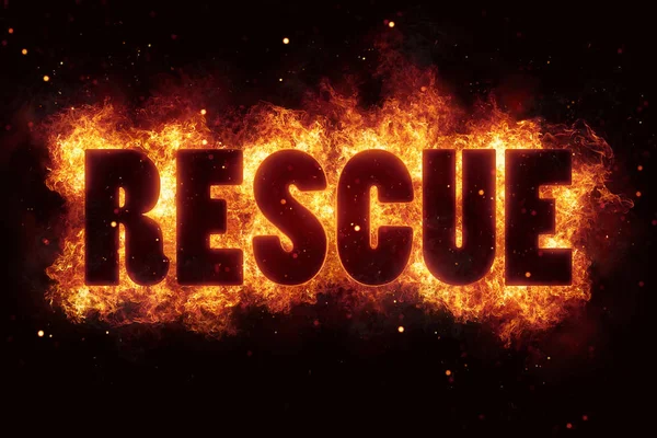 Rescue eld text lågan lågor bränna brännande varm explosion — Stockfoto