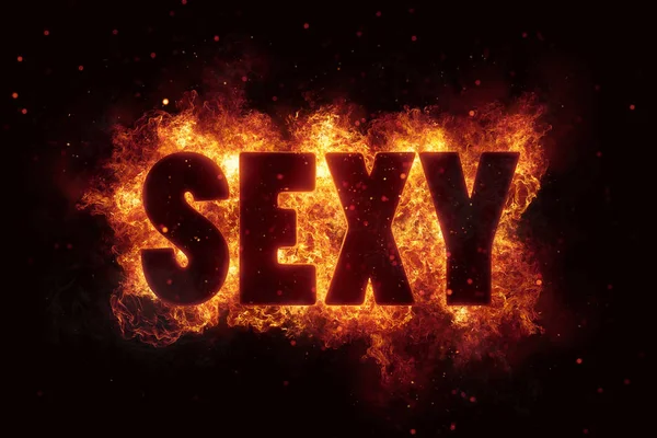 Sexy sexe adulte xxx texte sur le feu flammes explosion brûlant — Photo