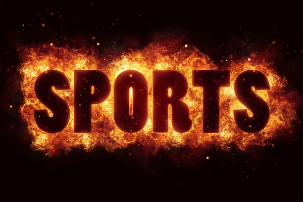 Sport sport text flammar lågorna bränna brännande varm explosion — Stockfoto