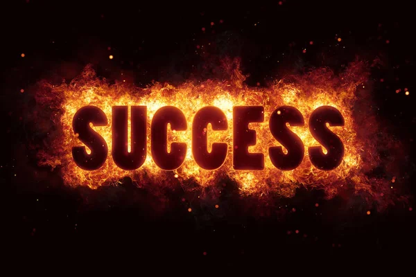 Success business career text on fire flames explosion burning — Stock Photo, Image