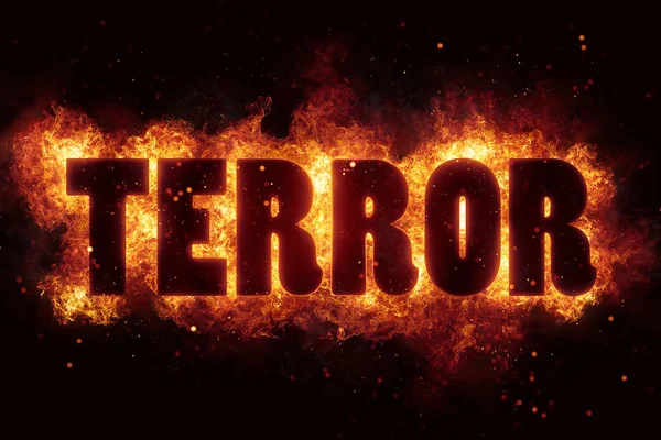 Терроризм терроризм пожар пламя текст взрывается — стоковое фото