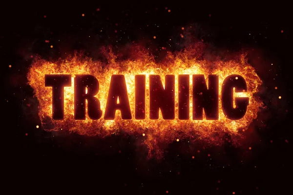 Training learn sport fire burn flame text is explode — Stock Photo, Image