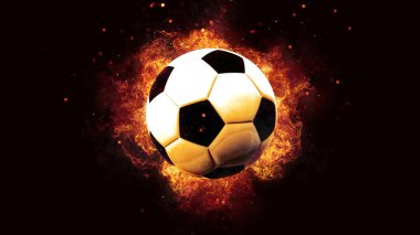 Futbol topu futbol ateş yanan alevler patlama