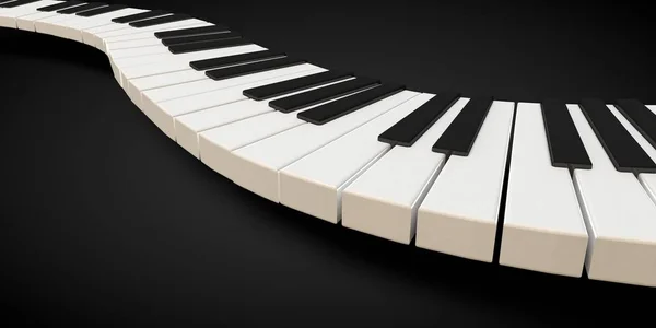 Renderização 3d de um teclado de piano em um movimento de onda fluido — Fotografia de Stock