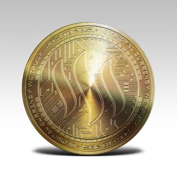 Golden steem pénzérme elszigetelt fehér background 3d-leképezés — Stock Fotó