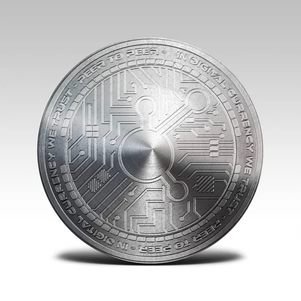 白色背景 3d 渲染一个孤立的银 bitconnect 硬币 — 图库照片