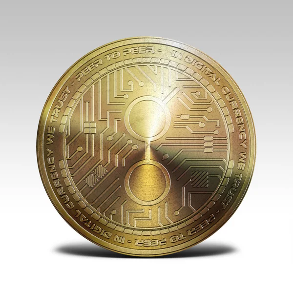 Golden golem coin isolated on white background 3d rendering — Stock Photo, Image