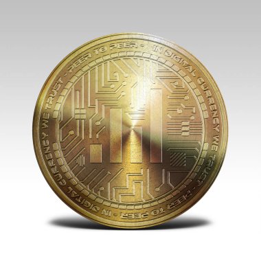Beyaz arka plan üzerinde 3d render izole altın iconomi sikke