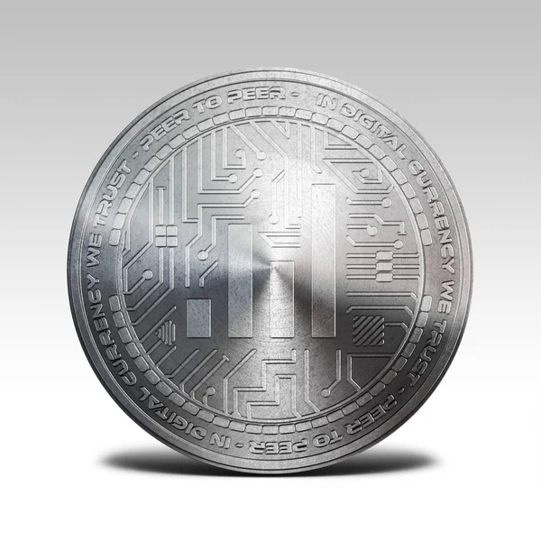 Silver iconomi coin isolated on white background 3d rendering — Stock Photo, Image