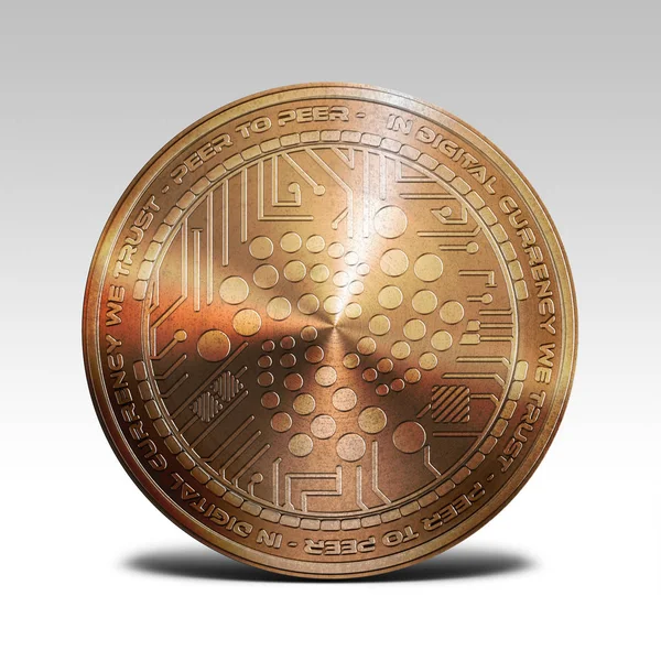 Kupfer-Iota-Münze isoliert auf weißem Hintergrund 3d-Rendering — Stockfoto