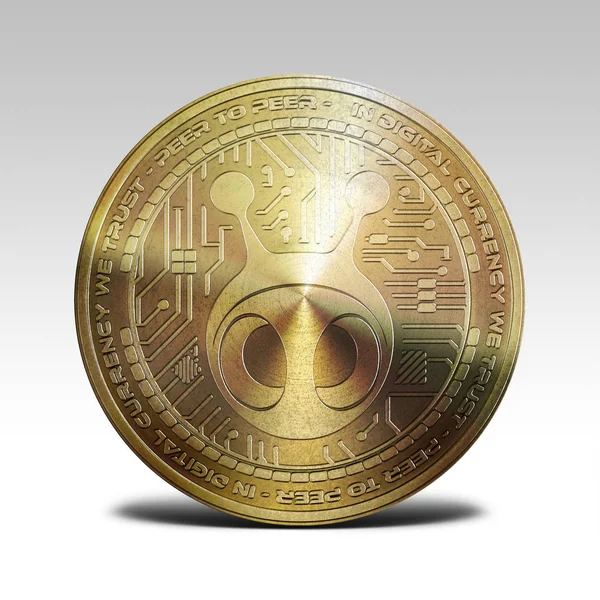 Oro antshares moneda aislada sobre fondo blanco 3d renderizado — Foto de Stock