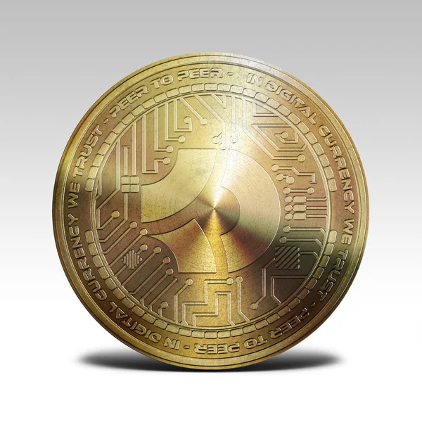 Golden bitcoindark pénzérme elszigetelt fehér background 3d-leképezés — Stock Fotó