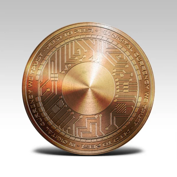 Copper byteball coin isolated on white background 3d rendering — Stock Photo, Image