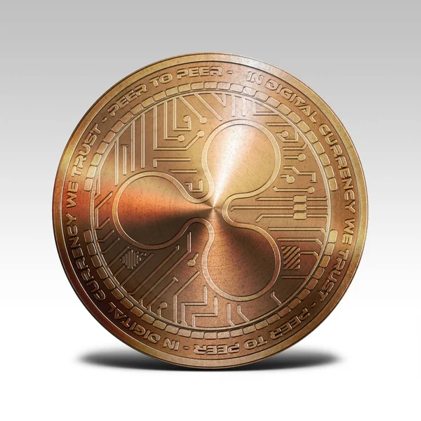 Copper ripple coin isolated on white background 3d rendering — Stock Photo, Image