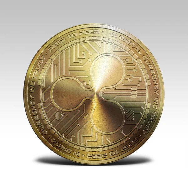 Golden ripple coin isolated on white background 3d rendering — Stock Photo, Image