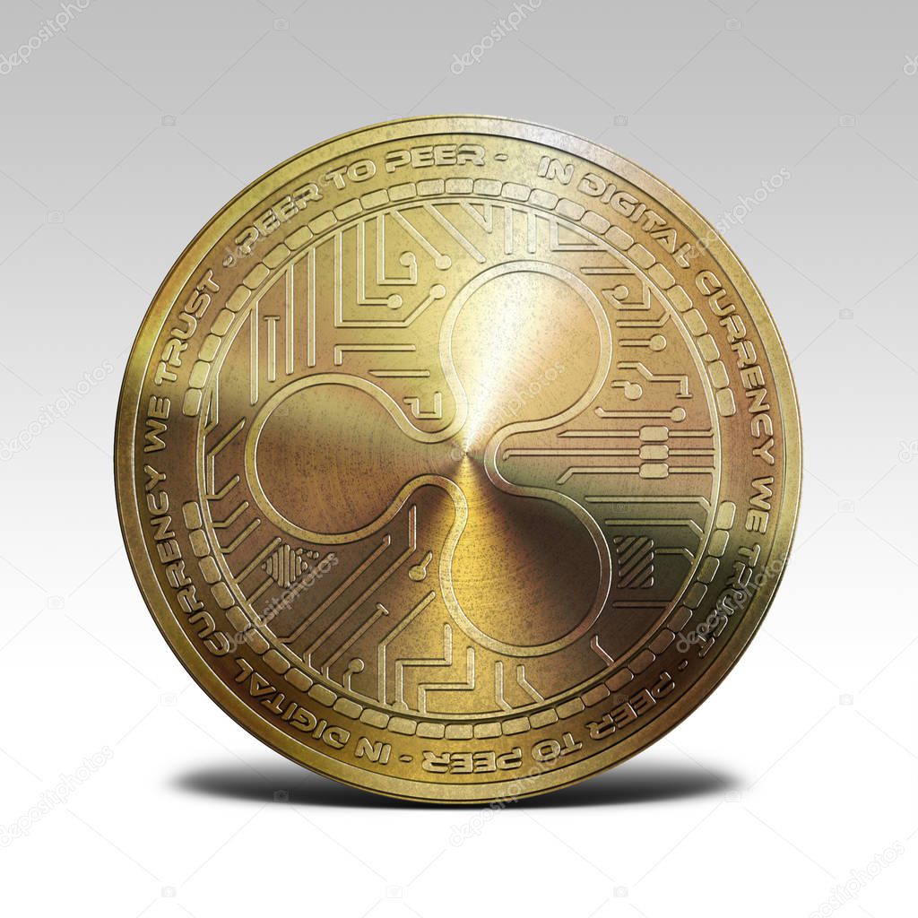 golden ripple coin isolated on white background 3d rendering
