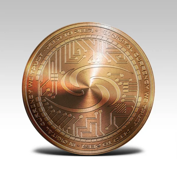 Moneda de cobre syscoin aislado sobre fondo blanco 3d renderizado — Foto de Stock