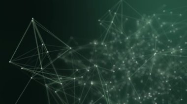 Parlak yeşil zemin üzerine soyut bağlı noktalar. Teknoloji kavramı