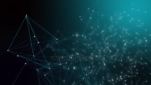 Abstract connected dots on bright blue background. Technology concept — Stock Video