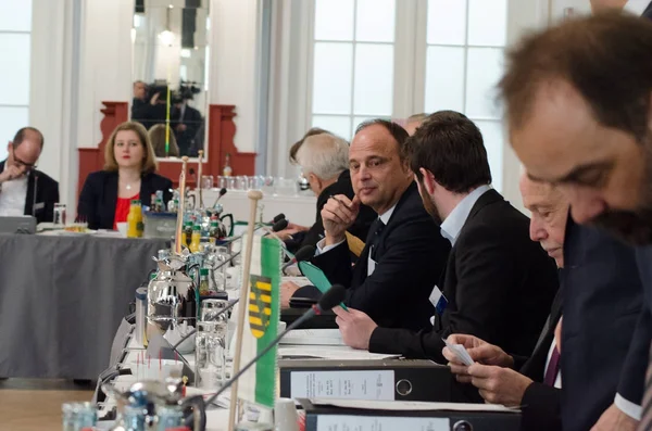 Almanya, Leipzig - Aralık 07, 2017: Federal devletlerin iç bakanları İçişleri Bakanları Konferansı açık