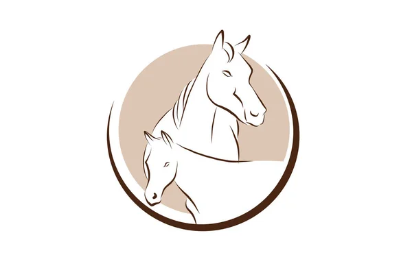 Croquis de forme d'emblème dessiné à la main par logo cheval — Image vectorielle