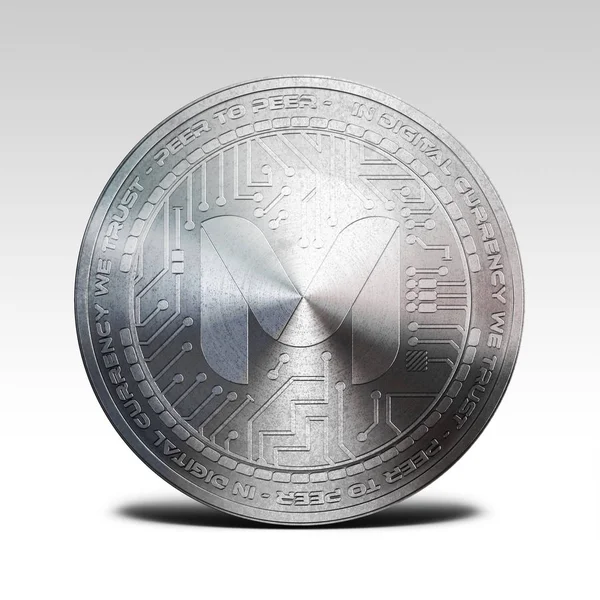 Silver monetha coin isolated on white background 3d rendering — Stock Photo, Image