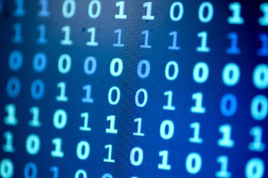 Veri bit bilgisayar bit arka plan ekran monitörün mavi.