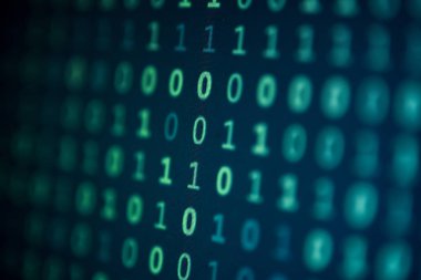 Veri bit bilgisayar bit arka plan ekran monitörün mavi.