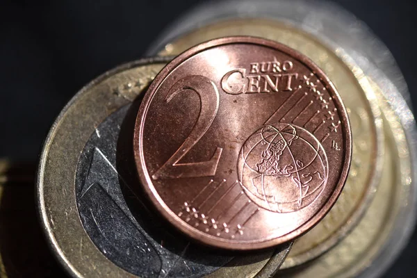 Två euro cent mynt makrofotografering — Stockfoto