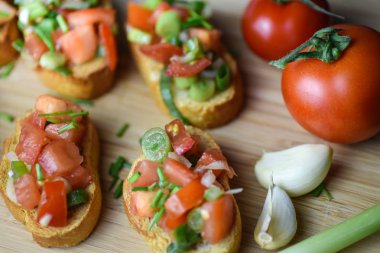 İtalyan geleneksel bruschetta kapatmak baget