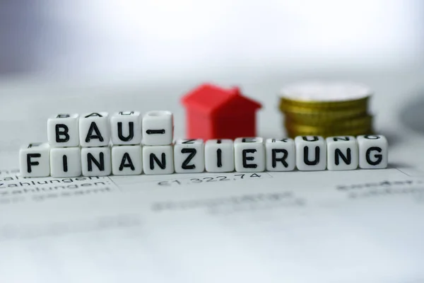 Financování výstavby německého slova tvořená Abeceda bloky: Baufinanzierung — Stock fotografie