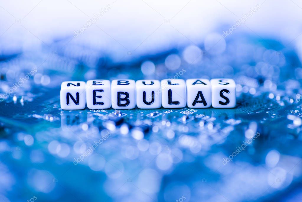 Word NEBULAS formed by alphabet blocks on mother cryptocurrency