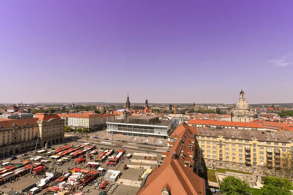 드레스덴, 색 소니, 독일, 유럽에서에서 도시의 스카이 라인의 파노라마. — 스톡 사진