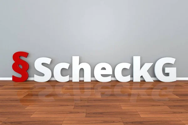 Deutsches Recht scheckg Abkürzung für check law 3d illustration scheckgesetz — Stockfoto