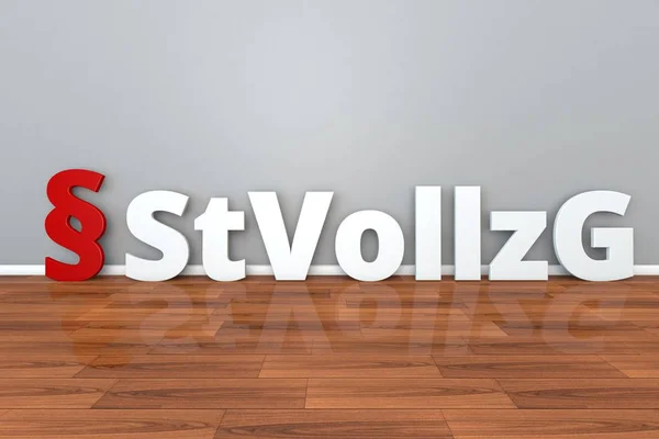 Legea germană StVollzG abrevierea Legii privind executarea pedepsei cu închisoarea și privarea de libertate și măsuri de securitate ilustrare 3D — Fotografie, imagine de stoc