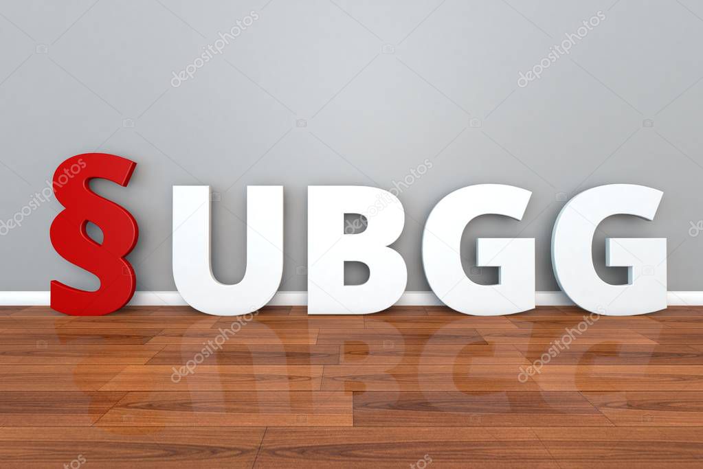 German Law UBGG abbreviation for Law on corporate investment companies 3d illustration