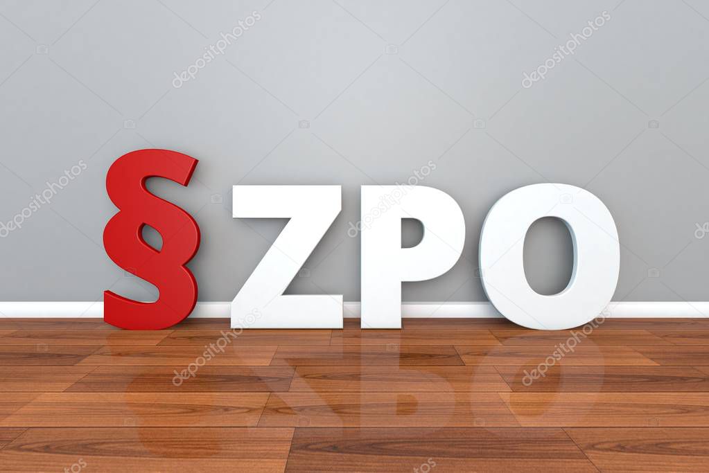 German Law ZPO abbreviation for Civil Procedure 3d illustration Zivilprozessordnung