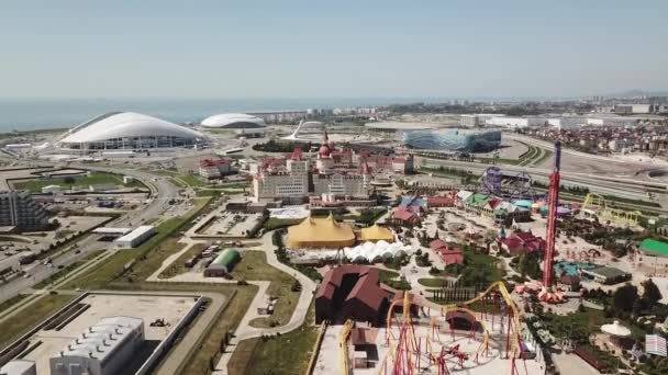 Sochi Kwietnia 2018 Zdjęcie Lotnicze Soczi Park Hotel Hercules Stadionu — Wideo stockowe