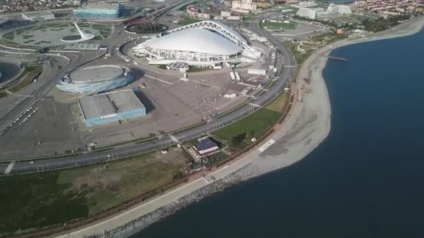Sochi Nisan 2018 Havadan Fotoğraf Futbol Stadyumu Fischt Hava Fotoğrafçılığı — Stok video