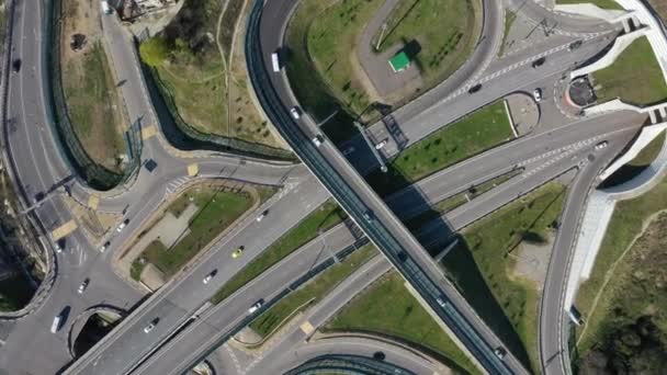 Vidéo Photographie Aérienne Transport Plusieurs Routes Voitures Conduisant Sur Autoroute — Video