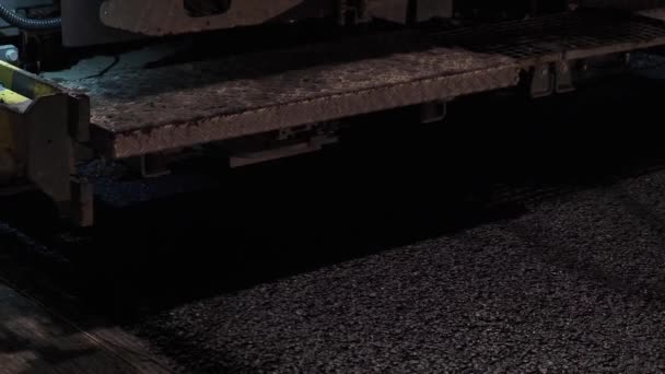 Sochi Russia 2019 Road Works 黑色沥青 机器的构造 街道的铺砌 工作服 Paver — 图库视频影像